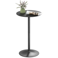HOMCOM Round Table for 2, 40.2 Inch Bar Height Pub Table with Steel Frame, Non-Slip Base for Living Room, Kitchen, Black(m-9)