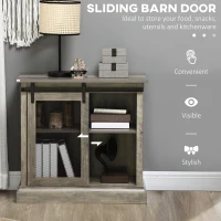 HOMCOM Farmhouse Buffet Cabinet Kitchen Sideboard with Sliding Barn Door and Adjustable Shelves for Living Room Natural(m-4)