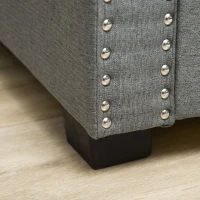 HOMCOM Nailhead Trim Upholstered Flip Top Storage Bench, Fabric Ottoman for Bedroom, or Living room, Light Grey(m-15)