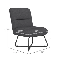 HOMCOM Armless Accent Chair, Upholstered Slipper Chair for Living Room with Crossed Steel Legs, Dark Gray(m-3)