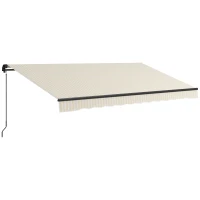 Outsunny 13' x 10' Retractable Awning, 280gsm UV Resistant Sunshade Shelter for Deck, Balcony, Yard, Beige and White(m-11)