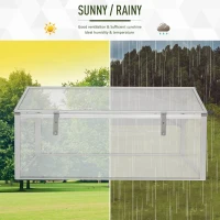 Outsunny Aluminium Cold Frame Greenhouse Garden Portable Raised Planter with Openable Top for Indoor, Outdoor, Flowers, Vegetables, Plants, 39" x 39" x 19"(m-4)