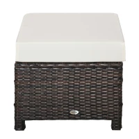 Outsunny 20" Patio Wicker Ottoman, Multipurpose Outdoor PE Rattan Footrest, Additional Seating, Side Table with Soft Cushion, Brown, White(m-11)