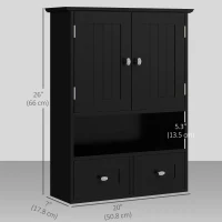 kleankin Medicine Cabinet, Bathroom Wall Cabinet with Shelf and Drawers for Hallway, Living Room, Black(m-3)