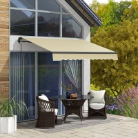 Outsunny 8' x 6.5' Retractable Awning, 280gsm UV Resistant Sunshade Shelter for Deck, Balcony, Yard, Beige(m-2)