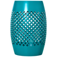 Outsunny 12" Steel Outdoor Side Table, Round Hollow Drum Patio End Table, Accent Table for Indoor and Outdoor, Blue(m-10)