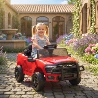 Qaba 12V Ride on Car, Licensed Dodge RAM 3500 Electric Vehicle with Remote Control, Suspension for 3-5 Years, Red(m-8)