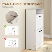 HOMCOM Shoe Cabinet 2 Flip Drawers Adjustable Dividers Shoe Storage Cabinet Top Shelf Entryway White(m-7)