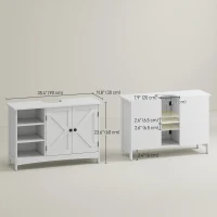HOMCOM Bathroom Vanity Cabinet, Under Sink Storage Cabinet with Double Doors, Open and Adjustable Shelves, White(m-3)