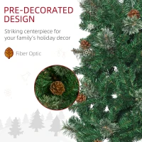 HOMCOM 6.5 Foot Pencil Artificial Christmas Tree, Slim Pine Needles Xmas Tree with Realistic Branches, Pine Cones, Metal Base, Green(m-6)