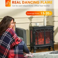 HOMCOM 27" Electric Fireplace Heater, Fireplace Stove with Realistic LED Flames and Logs, Remote Control and Overheating Protection, 750W/1500W, Black(m-4)