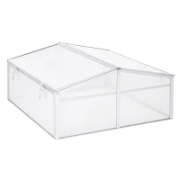 Outsunny Aluminium Cold Frame Greenhouse Garden Portable Raised Planter with Openable Top for Indoor, Outdoor, Flowers, Vegetables, Plants, 39" x 39" x 19"(m-2)