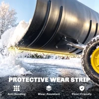 Outsunny Snow Shovel with Wheels, 29" Metal Snow Pusher with Adjustable Handle, 7-Angle Blade, Wear Strip for Driveway, Yellow(m-5)