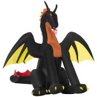 Outsunny 6ft Inflatable Halloween Giant Animated Fire & Ice Dragon with Wings, Blow Up LED Yard Display Indoor Outdoor for Garden, Lawn, Party, Holiday(m-15)