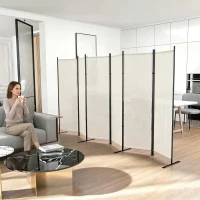 HOMCOM 6 Panel Room Divider, 6 Ft Folding Privacy Screen, Portable Freestanding Partition Wall Divider, Beige(m-1)