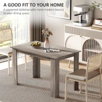 HOMCOM 47" Dining Table for 4-6 People, Modern Rectangular Kitchen Table for Dining Room, Living Room, Light Gray Wood Effect(m-4)