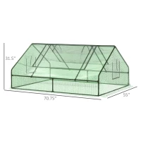 Outsunny 71" x 55" x 32" Mini Tunnel Greenhouse, Garden Planting Shed, Outdoor Flower Planter Warm House with Zipper Windows and Door, Green(m-13)