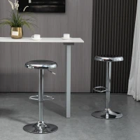 HOMCOM Set of 2 Adjustable Barstools with Footrest, Silver(m-10)