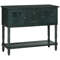HOMCOM Vintage Console Table with 2 Drawers and Cabinets, Retro Sofa Table for Entryway, Living Room and Hallway, Vintage Blue(m-1)