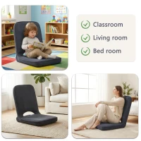 Floor Chair with Adjustable Back Support, Foldable Padded Gaming Floor Seat for Adults & Kids, Multi-Position Meditation Chair with Corduroy Cover for Reading, Gaming & Watching TV (Grey)(m-3)