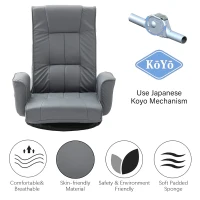 360 Degree Swivel Floor Chairs for Adults, Faux Leather Gaming Floor Chair with Back Support, 14 Angles Adjustable Comfortable Floor Lounge Chair Folding Video Game Chairs Office Bedroom(m-6)