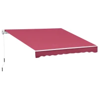 Outsunny 10' x 8' Retractable Awning, Patio Awnings, Sunshade Shelter w/ Manual Crank Handle, Red(m-1)