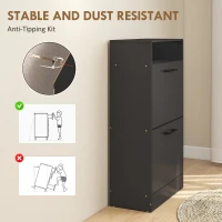 HOMCOM Shoe Cabinet 2 Flip Drawers Adjustable Dividers Shoe Storage Cabinet Top Shelf Entryway Black(m-7)