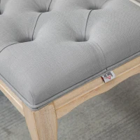 HOMCOM 43" Upholstered Entryway Bench, Linen Fabric Ottoman Stool with Button Tufted Seat, and Rubber Wood Legs for Living Room, Bedroom, or Hallway, Gray(m-20)