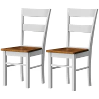 HOMCOM Farmhouse Dining Table Chairs, Set of 2 Rubber Wood Kitchen Table Chairs with Open Back for Living Room, Light Gray(m-1)