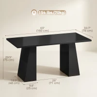 HOMCOM 63 Inch Computer Desk with Trapezoidal Frame Light Black Wood Grain(m-3)