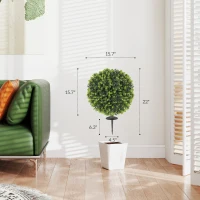 HOMCOM 2 Pack 1.3ft Artificial Ball Eucalyptus Topiary with Ground Stake, UV Resistant Faux Greenery for Indoor Outdoor(m-3)