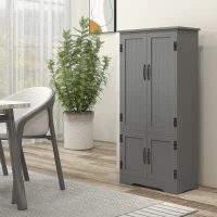 HOMCOM Accent Floor Storage Cabinet Kitchen Pantry with Adjustable Shelves and 2 Lower Doors, Gray(m-10)