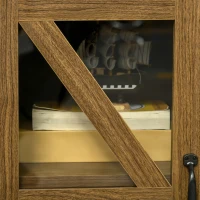 HOMCOM Sideboard Buffet Cabinet, Glass Door Credenza, Coffee Bar Cabinet with Adjustable Shelf, Natural(m-9)