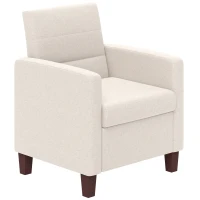 HOMCOM Fabric Accent Chair, Modern Armchair with Seat Cushion and Non-Slip Pads for Living Room, Bedroom, Cream White(m-2)