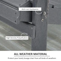 Outsunny 3 Piece Adirondack Chair Set of 2, HDPE Folding Fire Pit Chairs and Patio Side Table, Outdoor Furniture with Slatted Seat, High Backrest, Armrests, Dark Gray(m-8)