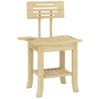 HOMCOM Bathroom Bench with Back, Bamboo Shower Bench with Towel Rack, Shower Head Holder and Soap Dish, Natural Wood(m-9)