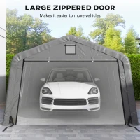 Outsunny Carport 12' x 20' Portable Garage, Heavy Duty Car Port Canopy with Ventilation Windows and Large Roll-up Door, Gray(m-6)