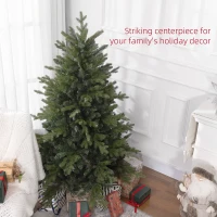 HOMCOM 5 Ft Artificial Christmas Tree with Foldable Metal Stand, Easy Assembly, Hinged Xmas Tree for Home Office Holiday(m-4)