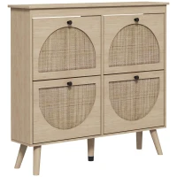 HOMCOM Shoe Cabinet for entryway, Shoe Storage Cabinet with 4 Flip Drawers and Adjustable Shelves for 20 Pairs of Shoes, Oak(m-9)