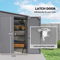 Outsunny 4.7' x 9' Outdoor Storage Shed, Lean to Metal Shed with Foundation Kit, Lockable Doors and Gloves for Patio, Lawn, Gray(m-7)