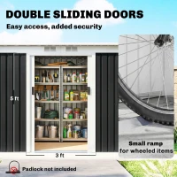 Outsunny 9' x 4' Metal Outdoor Storage Shed, Tool House with Double Lockable Doors for Backyard, Patio, Lawn, Garage, Dark Gray(m-5)