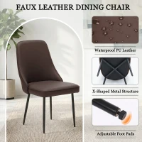 Modern Dining Chairs Set of 1, Upholstered Dining Room Chairs with Thick Cushions, Mid Century Modern Kitchen Chairs with Metal Legs for Kitchen/Living Room/Restaurant (1, Brown)(m-6)