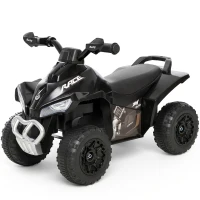 Aosom NO Power Kids Ride On Push Car, Ride Racer, Foot-to-floor Sliding Car, Walking ATV Toy with Music, Lights, for 1.5-3 Years Old, Black(m-11)