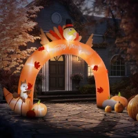 Outsunny 9.7ft Thanksgiving Turkey Archway, Inflatables Outdoor Decorations, Blow Up LED Yard Display for Holiday(m-2)