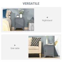 HOMCOM Industrial End Table, Living Room Side Table with Locker-Style Door and Adjustable Shelf, Grey(m-5)