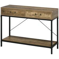 HOMCOM 39" Vintage Console Table, Narrow Entryway Table with Drawers, Storage Shelf for Behind Couch, Living Room, Hallway, Bedroom, Brown(m-11)