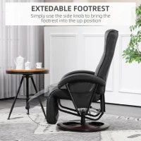 HOMCOM Swivel Recliner Chair with Footrest and Armrest, Black(m-5)