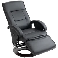 HOMCOM Swivel Recliner Chair with Footrest and Armrest, Black(m-1)