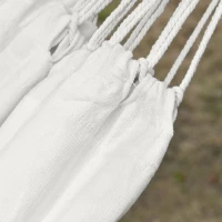 Outsunny Extra Large Boho Hammock with Macrame Tassel Fringe, Includes Carrying Bag, Indoor Outdoor Tree Hammock, White(m-9)