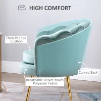 HOMCOM Elegant Velvet Fabric Accent Chair/Leisure Club Chair with Gold Metal Legs for Living Room, Set of 2, Green(m-5)